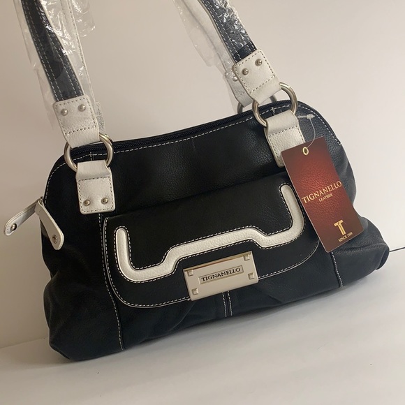 Tignanello Handbags - NWT TIGNANELLO BLACK WHITE SHOULDER BAG & WALLET